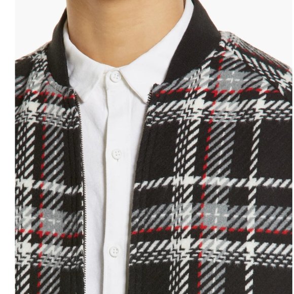 Plaid Bouclé Bomber Jacket - Picture 3 of 5
